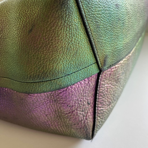 Coach Multicolor Iridescent Holographic Tote Bag Good Shape Purple Silver Flaws - Picture 10 of 16